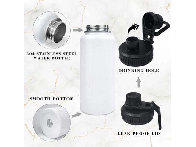 32oz Stainless Steel Sublimation Sports Water Bottle,Insulated Thermos Mugs with Shrink Wrap Films and Wide Mouth Lid,Double Wall Vacuum Tumbler...