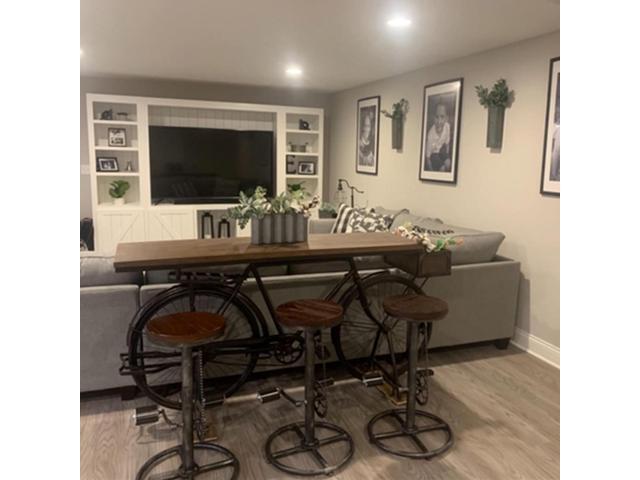 Set of 2 Industrial Bar Stool-Swivel Vintage Coffee Kitchen Dining Island Chair-Bike Pedal Footrest-Extra Tall Pub Height Adjustable 29-37'