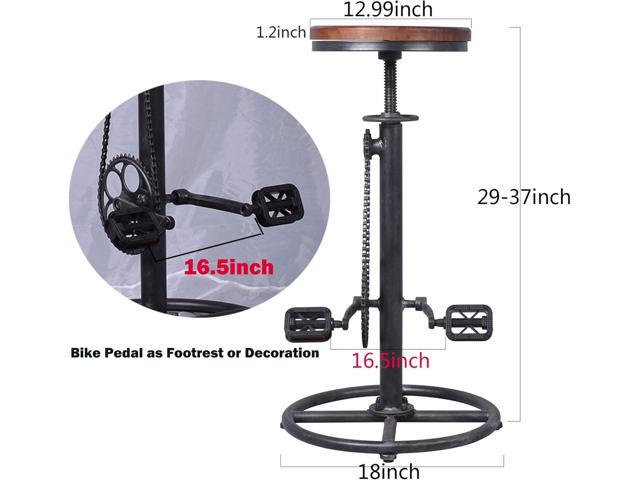 Set of 2 Industrial Bar Stool-Swivel Vintage Coffee Kitchen Dining Island Chair-Bike Pedal Footrest-Extra Tall Pub Height Adjustable 29-37'