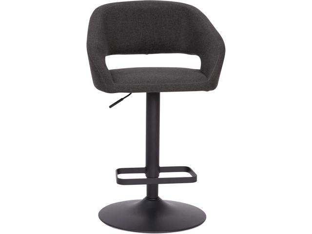 Taylor & Logan Jenna Adjustable 360 Swivel Bar Stool with Black Base in Charcoal Fabric