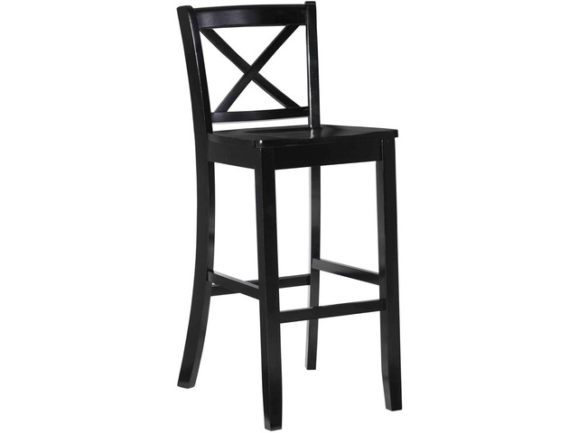 Linon Home Dcor Finished X-Back 30', Black Bar Stool, 16'W x 17.91'D x 42.91'H,