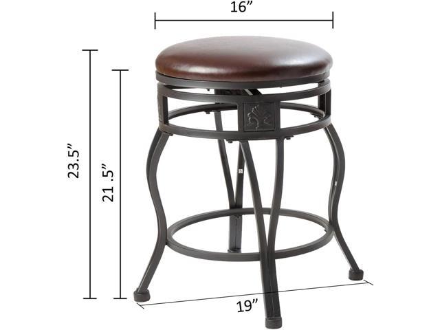 eHemco Swivel Metal Barstool with Faux Leather Seat, 24 Inches, Black, Set of 2
