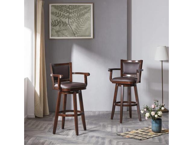 Boraam Broadmoor Extra Tall Swivel Bar Stool with Arms, Brown/Cappuccino
