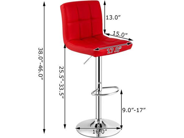 GOFLAME Bar Stools Set of 4, PU Leather Bar Chairs with Adjustable Height, 360° Swivel Seat, Footrest & Anti-Slip Metal Base, Armless Counter...