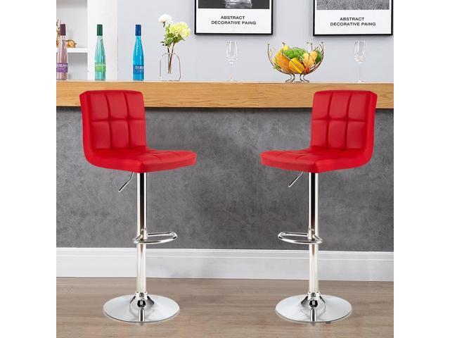 GOFLAME Bar Stools Set of 4, PU Leather Bar Chairs with Adjustable Height, 360° Swivel Seat, Footrest & Anti-Slip Metal Base, Armless Counter...