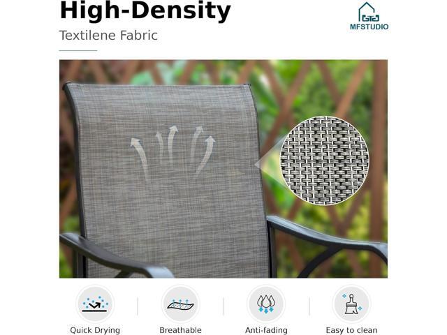 MFSTUDIO Outdoor Grey Bar Stools Set of 4, Patio Bar Height Sling Chair, Steel Frame All-Weather Resistant,Breathable Textilene Fabric, Grey