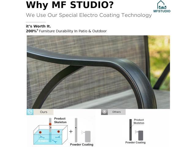 MFSTUDIO Outdoor Grey Bar Stools Set of 4, Patio Bar Height Sling Chair, Steel Frame All-Weather Resistant,Breathable Textilene Fabric, Grey