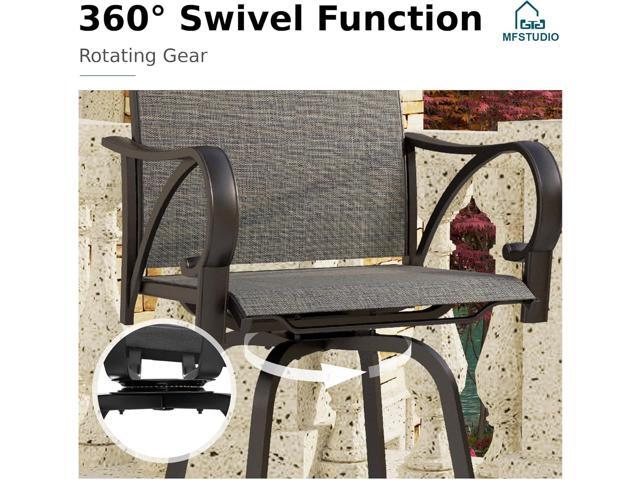 MFSTUDIO Outdoor Bar Stools Set of 4, Swivel Bar Height Patio Chairs Outdoor Barstools High Top Patio Swivel Bar Chairs with Armrest, Breathable...