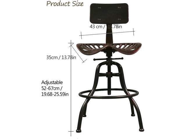 Diwhy Industrial Design Metal Adjustable Height Backrest Chair Vintage Tractor Saddle Bar Stool (Silver)