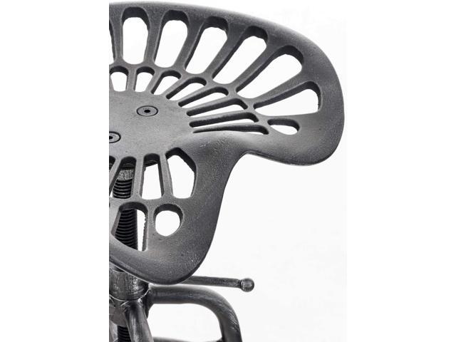 Diwhy Industrial Design Metal Adjustable Height Backrest Chair Vintage Tractor Saddle Bar Stool (Silver)