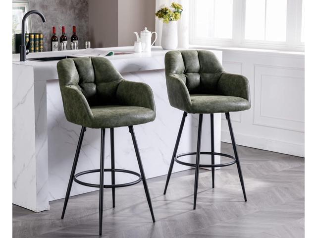 CIMOTA Modern Bar Stools Set of 4 Upholstered Bar Height Tall Stools for Kitchen Island, Leather Counter Height Barstools Island Chairs with Back...