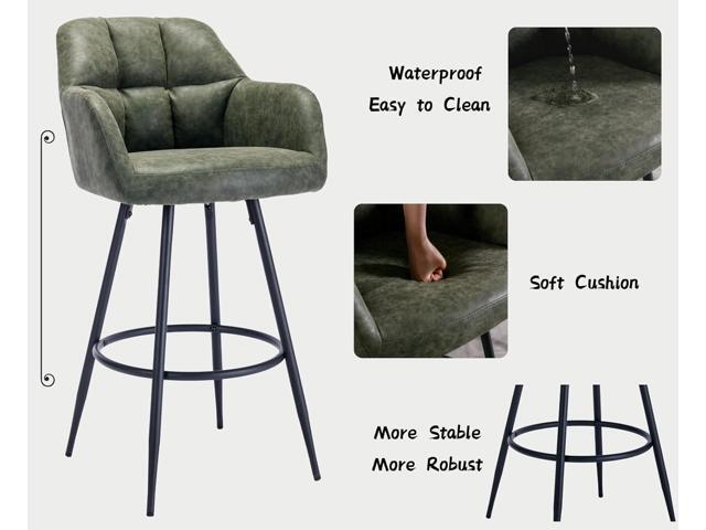CIMOTA Modern Bar Stools Set of 4 Upholstered Bar Height Tall Stools for Kitchen Island, Leather Counter Height Barstools Island Chairs with Back...