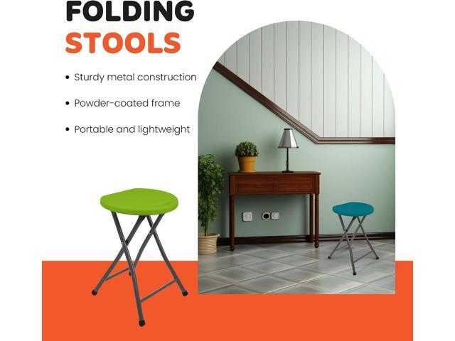 Mintra Metal Folding Stools, Heavy-Duty Backless Portable Chairs for Adults, 330Lbs Capacity for Kitchen, Rec Room, Camping, 18.5' Height Portable...
