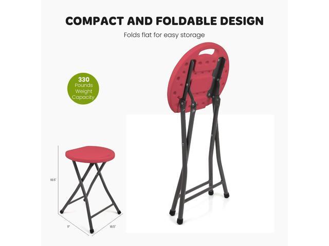 Mintra Metal Folding Stools, Heavy-Duty Backless Portable Chairs for Adults, 330Lbs Capacity for Kitchen, Rec Room, Camping, 18.5' Height Portable...