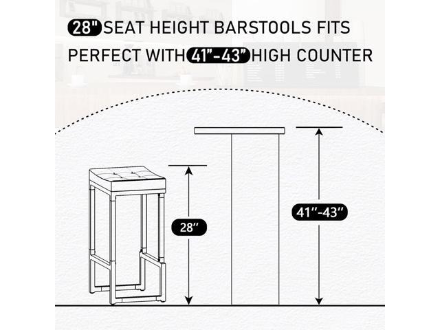 Bar Stools Set of 2, 28' Counter Height Bar Stools, Faux Leather Barstools for Kitchen Island, Backless Saddle Stools with Metal Legs (Black, 2PCS...