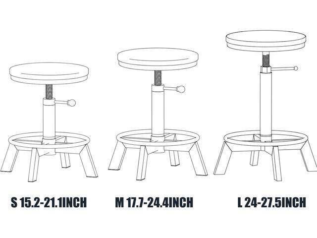 Set of 2-Industrial Bar Stool-Rustic Counter Height Chairs for Kitchen Island-Farmhouse Swivel Wooden Seat- Adjustable 17.7-24inch