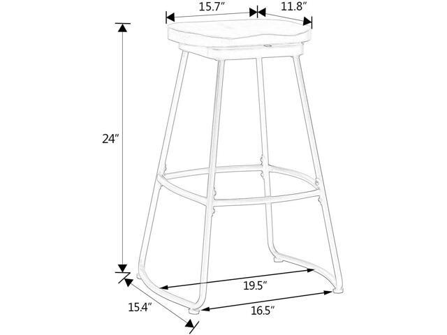 Awonde 24' Swivel Bar Stools Set of 2 Industrial Backless Bartsools Metal Counter Height Stools with Wood Top Matte Black