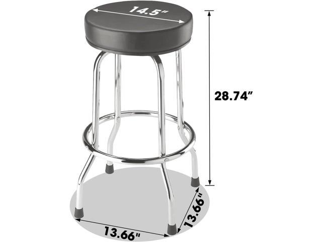Torin ATRP6185B Swivel 250lbs Bar Stool: Padded Garage/Shop Seat with Chrome Plated Legs, Black