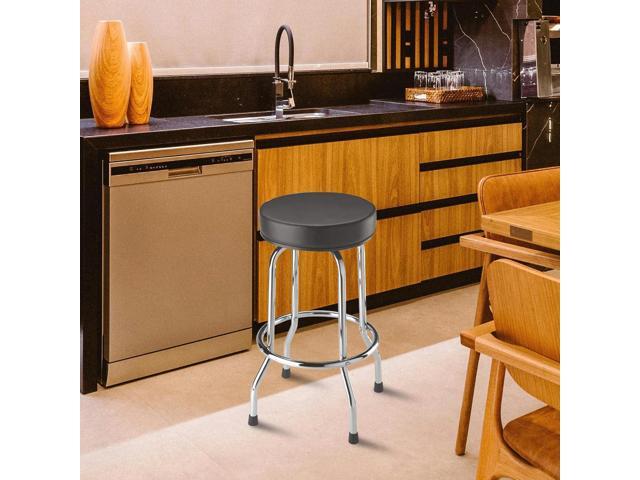 Torin ATRP6185B Swivel 250lbs Bar Stool: Padded Garage/Shop Seat with Chrome Plated Legs, Black