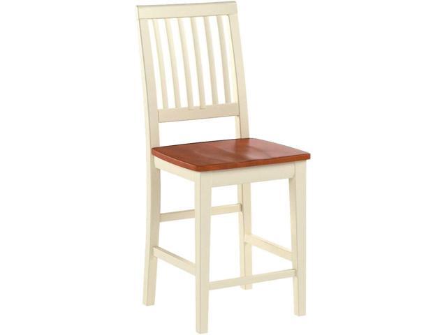 East West Furniture VNS-WHI-W Vernon Counter Height Bar Stool - Pub Height Wooden Chairs, Set of 2, Buttermilk & Cherry