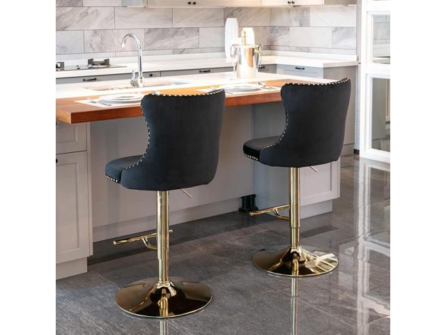 Velvet Swivel Bar Stools Set of 2, 25-33 Inch Height Adjustable, Counter Height Bar Stools with Back, Bar Chairs for Counter Height Bar Height...