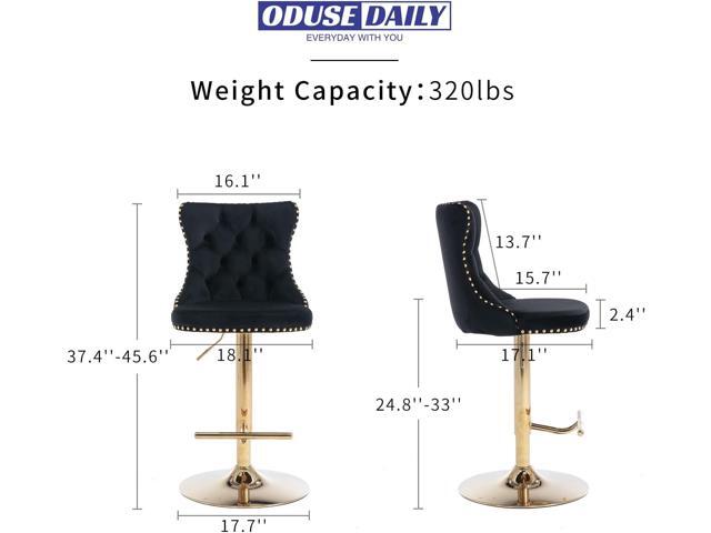 Velvet Swivel Bar Stools Set of 2, 25-33 Inch Height Adjustable, Counter Height Bar Stools with Back, Bar Chairs for Counter Height Bar Height...