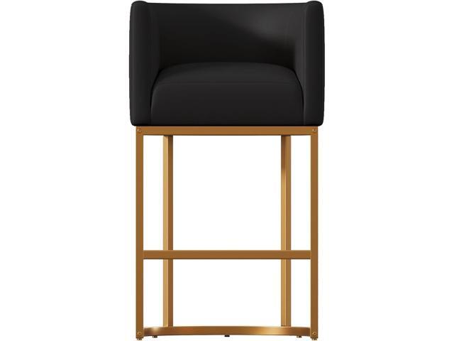 26' Modern Kitchen Counter Height Bar Stools,PU Leather Upholstered Barrel Barstools Covers with Backs,Island Chairs bar stools Set of 1 with Metal...