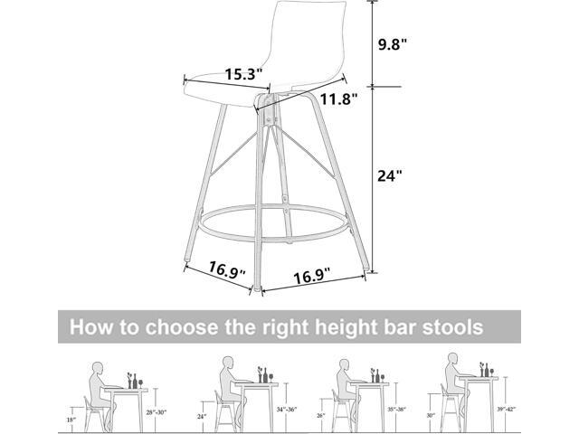 Haobo Metal Bar Stools, Counter Stools Chairs Plastic Seat Swivel Stools Set of 4 for Indoor, Outdoor, Home, Kitchen, Bar Counter, Business (24',...