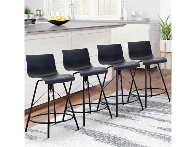 Haobo Metal Bar Stools, Counter Stools Chairs Plastic Seat Swivel Stools Set of 4 for Indoor, Outdoor, Home, Kitchen, Bar Counter, Business (24',...