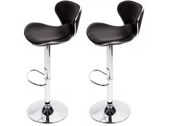 BestOffice Set of 2 Bar Stools PU Leather Modern Hydraulic Swivel Dinning Chair, Black