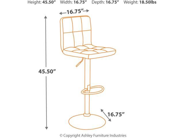Signature Design by Ashley Bellatier Adjustable Height Swivel Bar Stool, 2 Count, Black & Chrome Finish