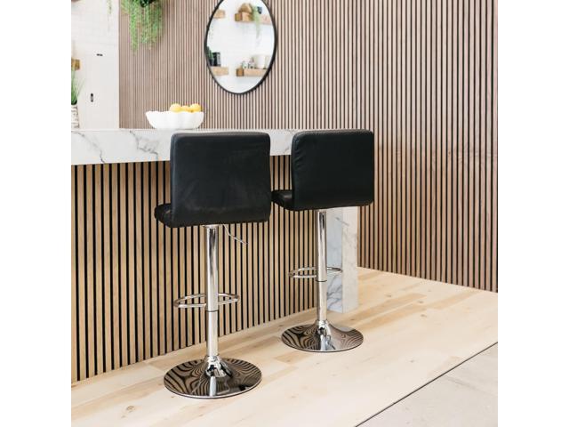Signature Design by Ashley Bellatier Adjustable Height Swivel Bar Stool, 2 Count, Black & Chrome Finish