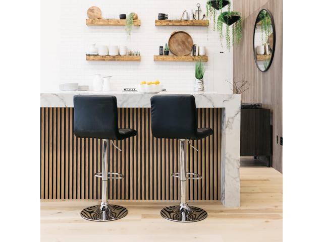 Signature Design by Ashley Bellatier Adjustable Height Swivel Bar Stool, 2 Count, Black & Chrome Finish