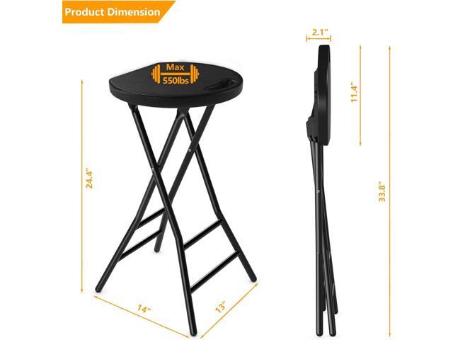 5Rcom Folding Stool,2 Pack 24 inch Tall Folding Bar Stool with Handle, Metal and Plastic Foldable Stool for Adults with Steel Frame Legs, 550lbs...