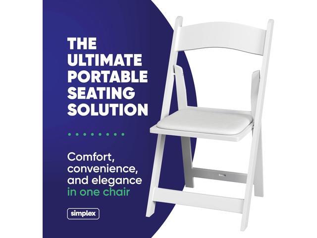 SIMPLEX 4 White Resin Stackable Folding Chairs - Comfortable White Foldable Chair - Folding Chairs with Padded Seats - Indoor/Outdoor Folding...