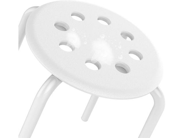 Topeakmart Barstools Plastic Stack Bar Stools Backless Stools Metal Leg 17.3in Height Set of 5 White