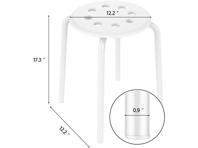 Topeakmart Barstools Plastic Stack Bar Stools Backless Stools Metal Leg 17.3in Height Set of 5 White