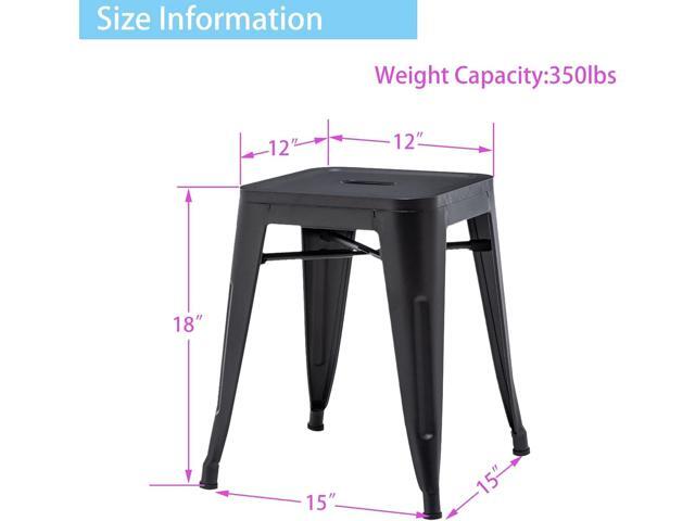 Changjie Furniture 18 Inch Stools Backless Industrial Metal Bar Stool Short Stackable Classroom Stools Metal Dining Chairs (18 inch, Matte Black)