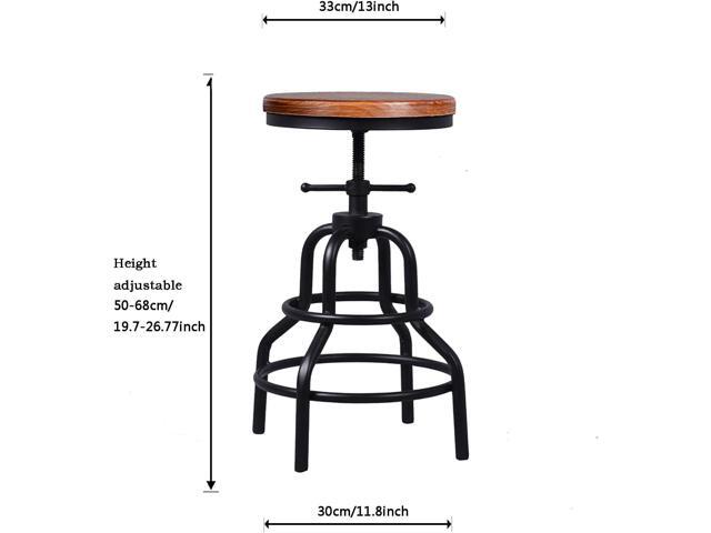 Topower Retro Antique Industrial Design Metal Adjustable Height Bar Stool Chair Kitchen Dining Breakfast Chair Natural Pinewood Industrial Style...
