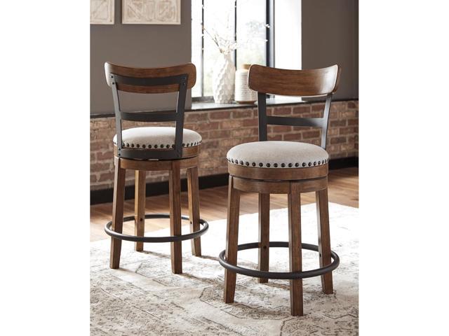Signature Design by Ashley Valebeck Rustic Farmhouse 24.5â Counter Height Swivel Bar Stool, Brown