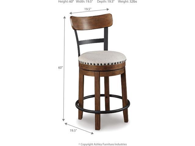 Signature Design by Ashley Valebeck Rustic Farmhouse 24.5â Counter Height Swivel Bar Stool, Brown