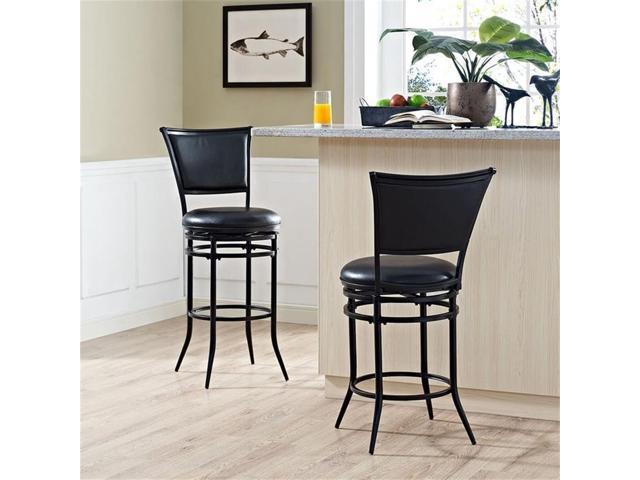 Crosley Furniture Rachel Bar Stool with Upholstered Seat and Back, Black with Black Cushion, 30-inch