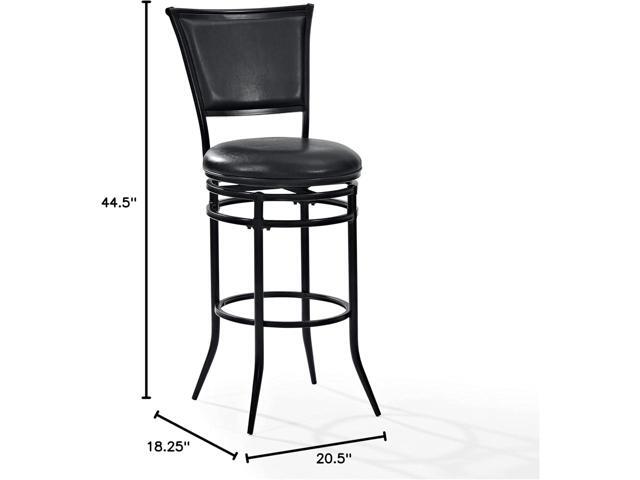 Crosley Furniture Rachel Bar Stool with Upholstered Seat and Back, Black with Black Cushion, 30-inch