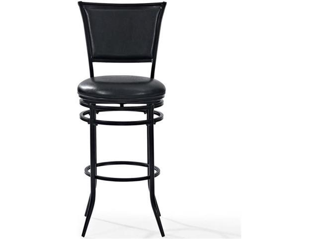 Crosley Furniture Rachel Bar Stool with Upholstered Seat and Back, Black with Black Cushion, 30-inch