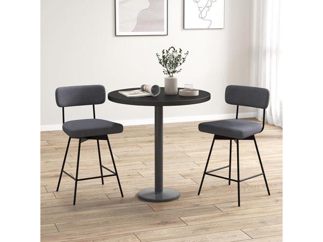 COSTWAY Bar Stools Set of 2, 25 Upholstered Counter Height Bar Stools with Back, 360° Swivel Dining Chairs with Heavy-Duty Metal Legs and...
