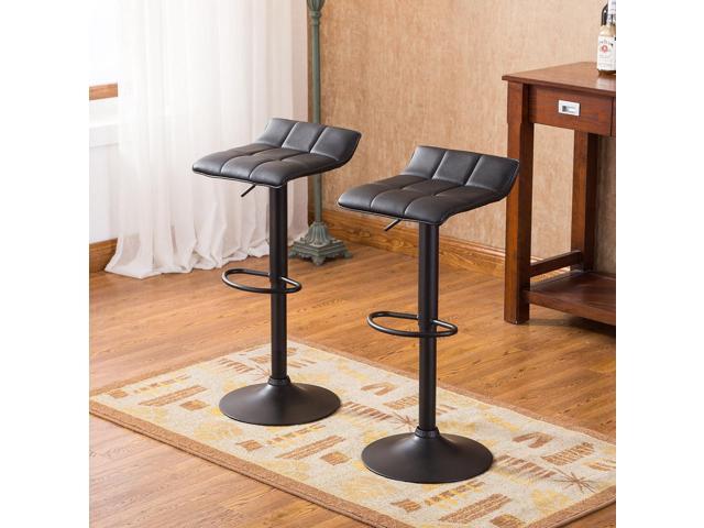 Roundhill Furniture Belham Swivel Black Bonded Leather Adjustable bar Stool. Set of 2