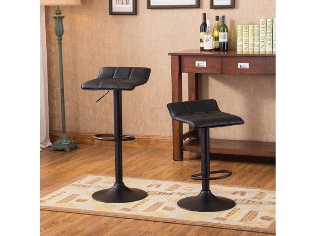 Roundhill Furniture Belham Swivel Black Bonded Leather Adjustable bar Stool. Set of 2