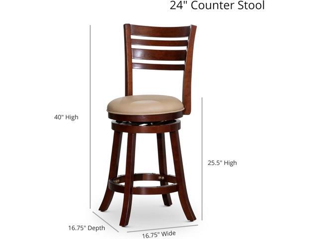 DTY Indoor Living Granby Counter Height Bar Stools - 24 Inch Swivel Bar Stools with Backs - Natural Finish and Charcoal Fabric Seat - Solid Wood...