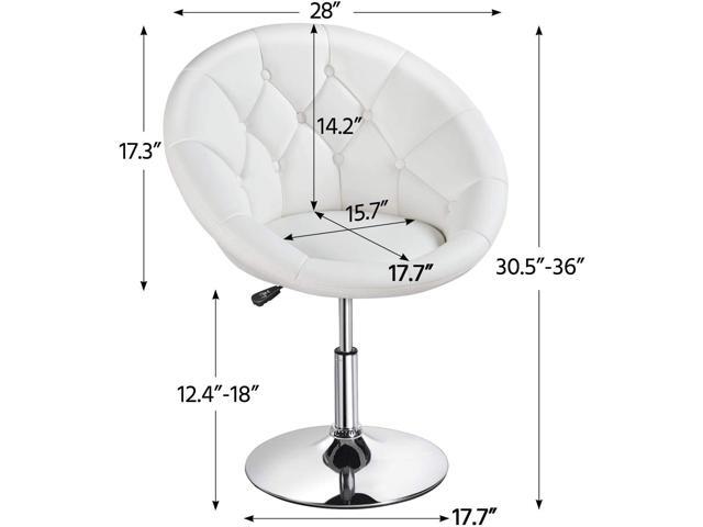 Topeakmart Swivel Adjustable Accent Tufted Chair Stool Round Upholstered Swivel Barrel Chair Vanity Chair Barstool Lounge Pub Bar White