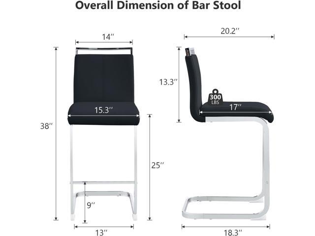 25in Counter Height Bar Stool Set of 4 PU Leather Bar Chair with Back Kitchen Island Stools with Cushion for Dining Room Living Room Pub Restaurant...
